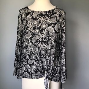 NEW E. Maline Black and White Paisley Top PL